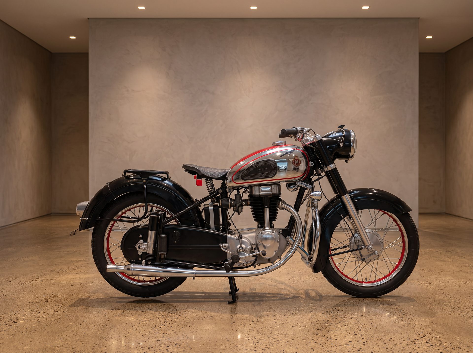 Restored 1950 Horex Regina with chrome tank and black bodywork