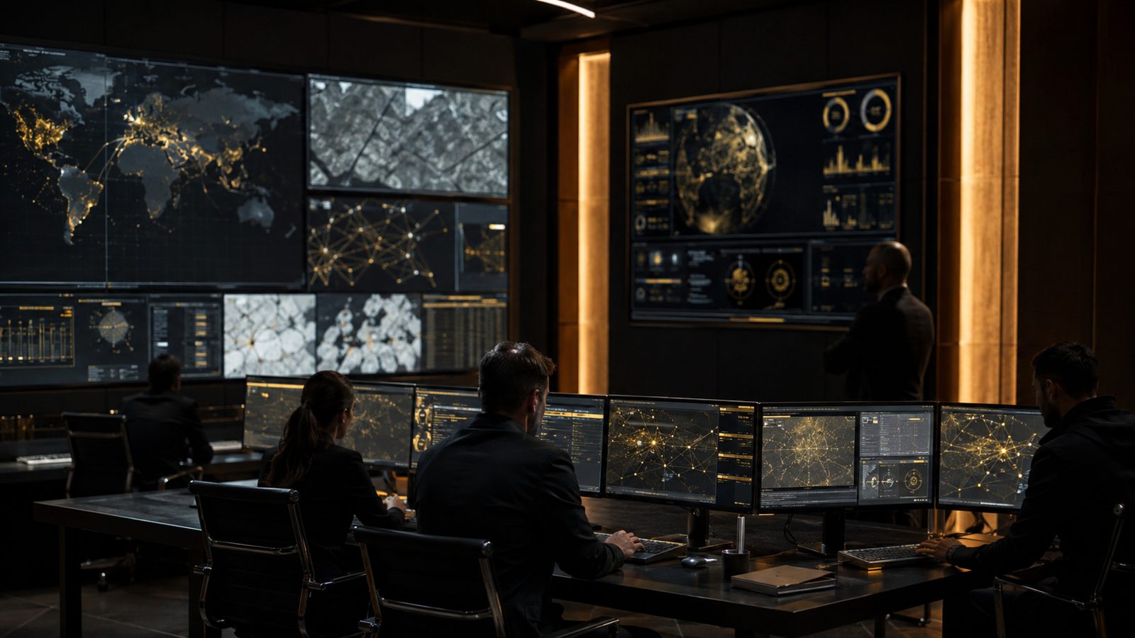Analysts monitoring global travel risk inside a 24/7 operations centre