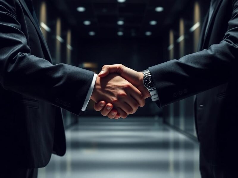 Executive handshake in a modern office
