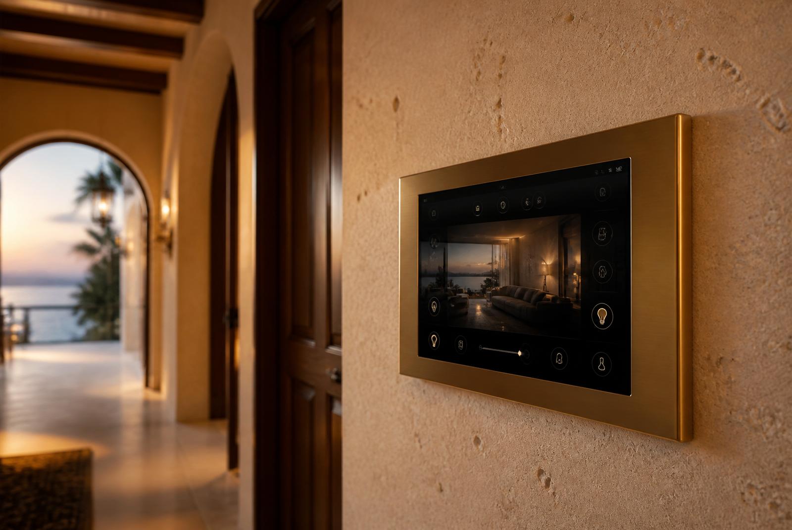 Integrated smart-home automation interface for a luxury residence.