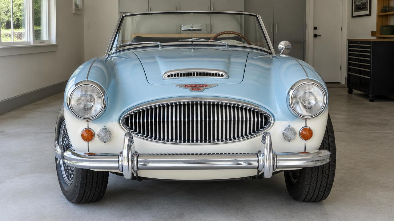 Vehicle 2 — 1963 Austin-Healey 3000 MkIII (Healey blue over ivory, bay 2) — Front — photo 1