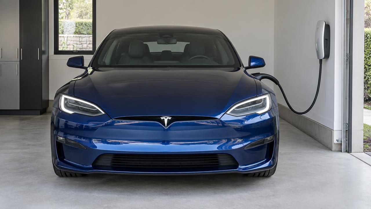 Vehicle 3 — Tesla Model S Plaid (Deep Blue Metallic, bay 3) — Front — photo 1
