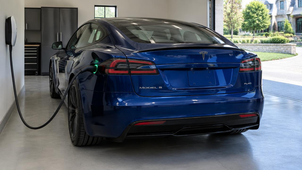 Vehicle 3 — Tesla Model S Plaid (Deep Blue Metallic, bay 3) — Rear & charge port — photo 3