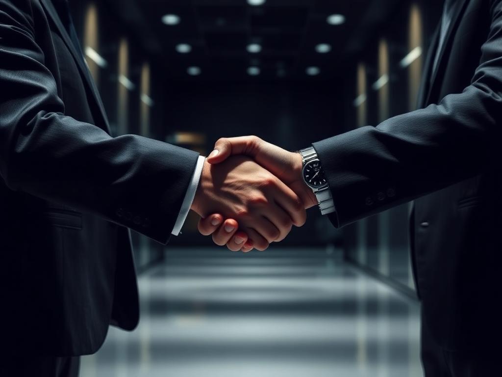Executive handshake in a modern office